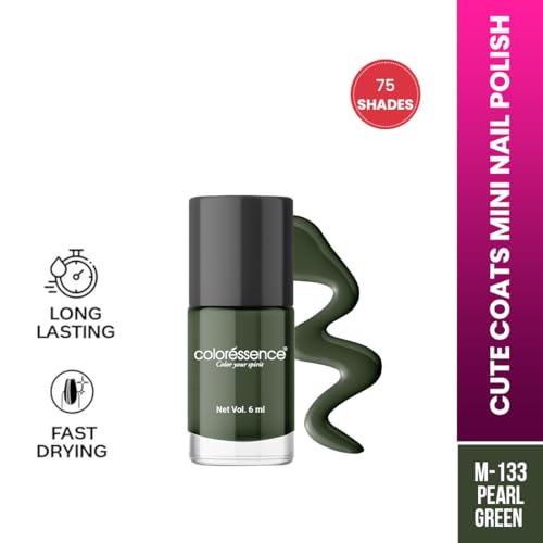 Image of Coloressence Cute Coats Long Lasting Glossy Finish Nail Paint | Chip Resistant | Quick Dry | One Swipe Application | Toxin Free|Pearl Green -6ml