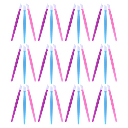 DEARMAMY Palitos para Manicura 150 Piezas Kit Multicolor (rosa, Azul y Morado) Herramienta de Plástico para Empujar Cutículas Doble Cara, Removedor de Residuos y Alisado de Pegatinas