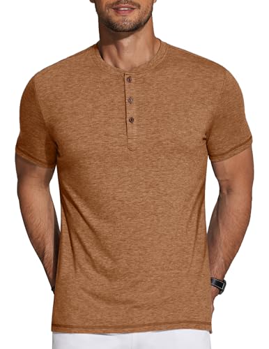 COOFANDY Men's Short Sleeve Henley Shirts Basic Tee Summer Solid