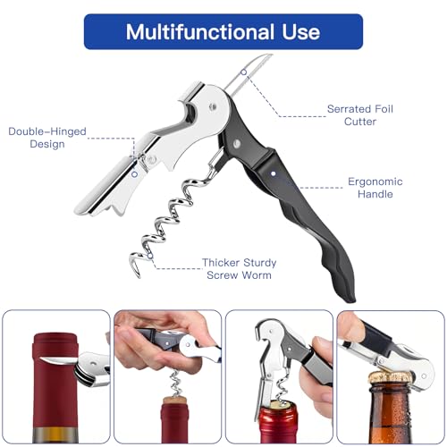 Coosion Waiter's Corkscrew, Wine Opener with Foil Cutter, Waiter's Friend, Professional Wine Key for Servers, Bottle Opener, Beer Opener, Wine Accessory (5 Pack) - Cosy Home Interiors Coosion Waiter's Corkscrew, Wine Opener with Foil Cutter, Waiter's Friend, Professional Wine Key for Servers, Bottle Opener, Beer Opener, Wine Accessory (5 Pack) - Image 3