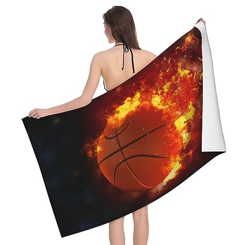 バスタオル バスケットボール 火 大判 吸水速乾 速乾 抗菌防臭加工 ふわふわ 赤ちゃん用 家庭用 子供 人気 アニメ グッズ キャラクター プレゼント 80×130cm w53z