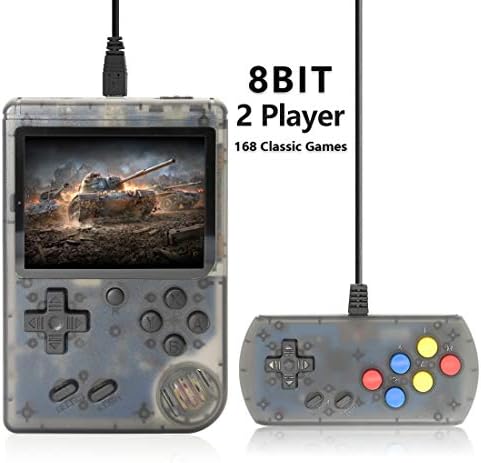 AKTOUGST Retro Handheld Game Console FC System 168 Classic Game Portable Video Game 3 Inch 2 Player Plus Extra Joystick Game Console Support on TV,Presend for Kid Adult, (Transparent Black)