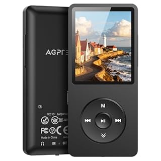 AGPTEK A02 64GB MP3 Player, 70 Hours Playback Lossless Sound Music Player, Supports up to 128GB, Black