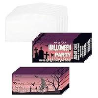 Pop Resin 30 Sets Halloween Party Invitations with Envelopes Ticket Vintage Halloween Fill In Black Invites - Mushroom Pumpkin Scary Skull Invitations Horror Party Ticket (pink)