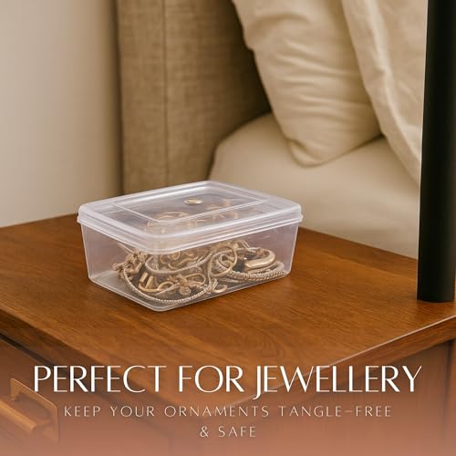 Image of Rectangle Transparent Plastic Storage Boxes - Multipurpose Containers for Jewellery, Medicines, Stationery, Cosmetics & Accessories (size 5 Litre)(Pack of 2) klass 66