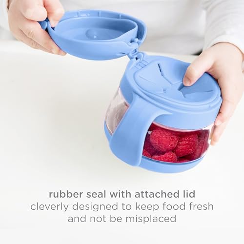 Image of Ubbi Tweat Snack Container for Kids & Toddlers, Blue & Sugar Snap Green | Tritan Spill-Proof Snack Cups, BPA-Free, On-the-Go Toddler Essentials, Portable Travel Food Storage