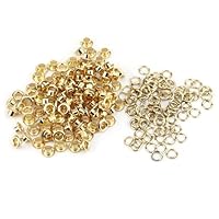 Riuulity 100pcs 5mm Loch Metall Ösen Teile FÜR DIE Leder -BRÜFKARTEN -Kartendekoration, 100pcs Unterlegscheiben, Runde Form (Gold)