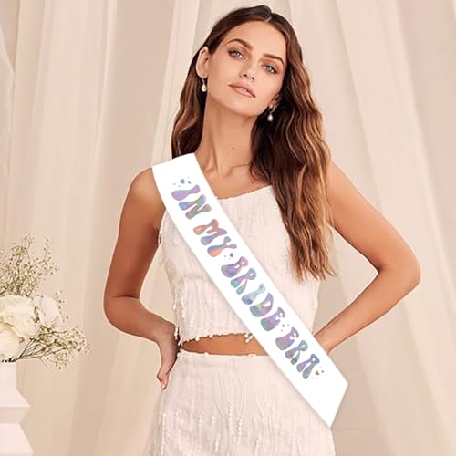 Image of in My Bride Era Iridescent Sash, Bridal Shower Sash for Bride, Bachelorette Party Sash