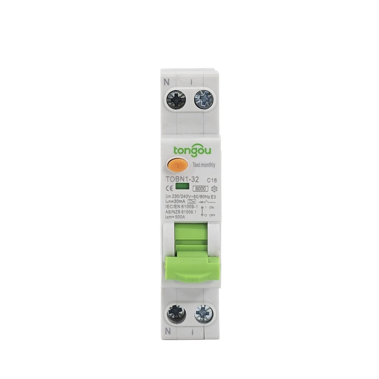 Przełącznik różnicowy, wyłącznik magnetoter typ A 6KA 1. 8 mm. 6A 10A 20A 25A 32A 3 0, ma 1p + n Wyłącznik prądu szczątkowego z ochroną przed prądem i wyciekiem (rozmiar: 10mA, kolor: 10