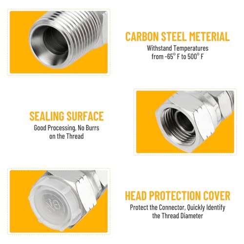 Image of 10 Pack Hydraulic Hose Fittings: 1 /2 inch NPSM Female x 1 /2 inch NPTF Male Thread, Hydraulic End Connector Swivel Fitting Kits with Protection Cover