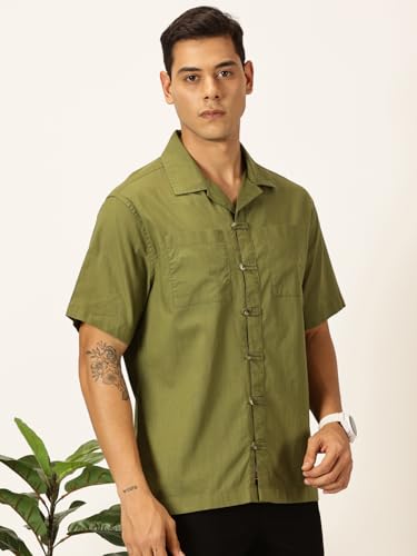 Image of Thomas Scott Men's | Solid | Half Sleeve | Regular Fit | 100% Cotton | Double Pocket | Spread Collar | Casual Shirt
