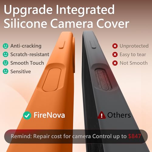 Image of FireNova Magnetic for iPhone 17 Case, Compatible with MagSafe, [Integrated Silicone Camera Control Button] [Camera Protection] Anti-Scratch Microfiber Lining Phone Case, 6.3 inch, Orange