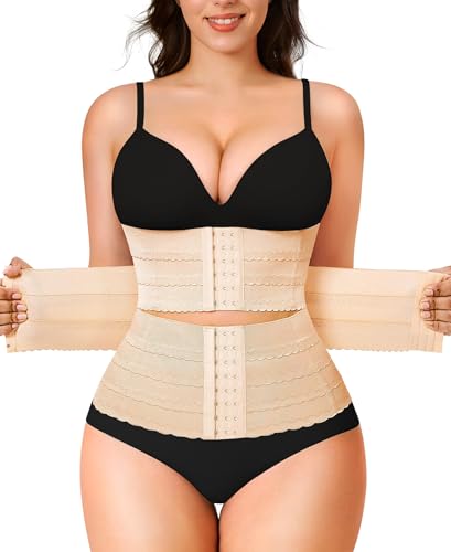 LODAY Segmented Waist Trainer for Women Corset Shapewear Waist Cincher Tummy Control Faja Body Shaper(Beige,Small)
