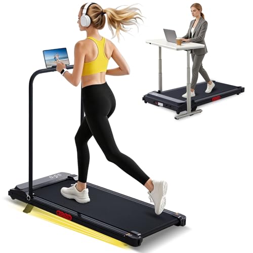 HaHbHc Walking Pad Treadmill with Incline, 2026 Upgrade Mini Running Portable Under Desk Treadmill for Home Office Small with Handles, 3.0HP Electric Walking Pad with Handle Bar, 0.6-7.6MPH, 350LBS