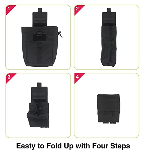 Tactical Military MOLLE Dump Pouch – Foldable Durable and Versatile Magazine Utility Waist Bag for Outdoor Enthusiasts, with 1 Flag Patch Included - Image 7