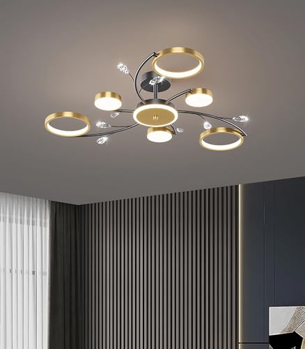 Plafonnier LED cristal dimmable avec télécommande salon 7 têtes
