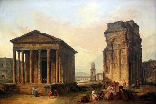 Toile les Ruines de Nîmes Hubert Robert pour habiller un grand mur vide de salon