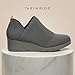 TARYN ROSE Women's Kabe Comfort Wedge Sneaker – Lightweight Knit Upper, Cushioned Footbed, Slip-On Design Dark Grey