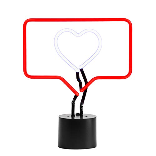 Amped & Co Fave Neon Desk Light, The Like Sign Symbol, Real Neon, Red Box Outline and White Heart, Facebook Instagram Social Media Counter, Large 13 x 11 inches, Home Decor Neon Signs For Unique Space
