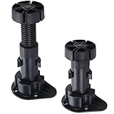 LC LICTOP 3.9 to 5 Inch Adjustable Cabinet Levelers 12Pcs, Furniture Leveler Legs, Black Plastic Leveling Feet for Kitchen Cupboard Table Shelves Nightstands,