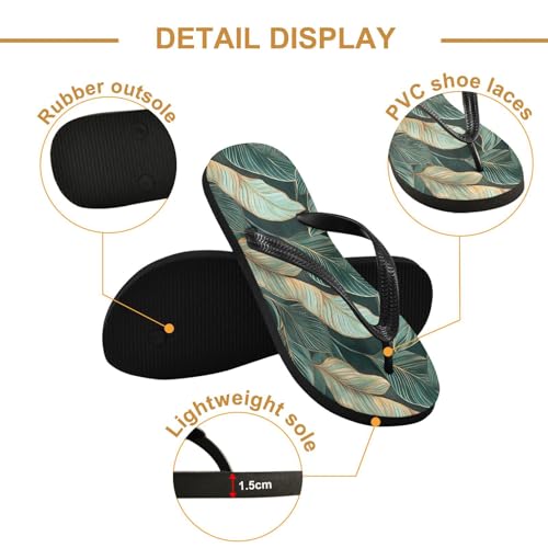Elegant Leaf Flip Flop Sandal for Women Men, Casual Beach Slippers Indoor Outdoor XS3