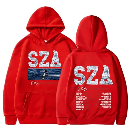 SZA Concert Tour Hoodie SOS Sweat Rouge S Motif Personnalisé Mode Fille
