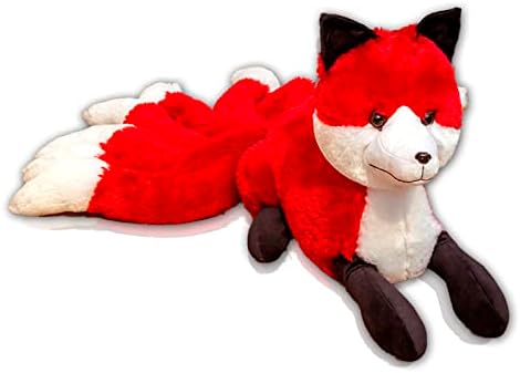 Beeyybuy 10In*22In Simulated Fox Doll Fox Plush Toy Filled Animal Fox Nine-Tailed Fox Gifts for Kids
