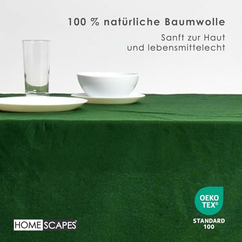 Homescapes Hochwertige Tischdecke dunkelgrün 137x137 cm, Tischtuch quadratisch aus 100% Baumwolle, waschbar & pflegeleicht – Ansicht 3
