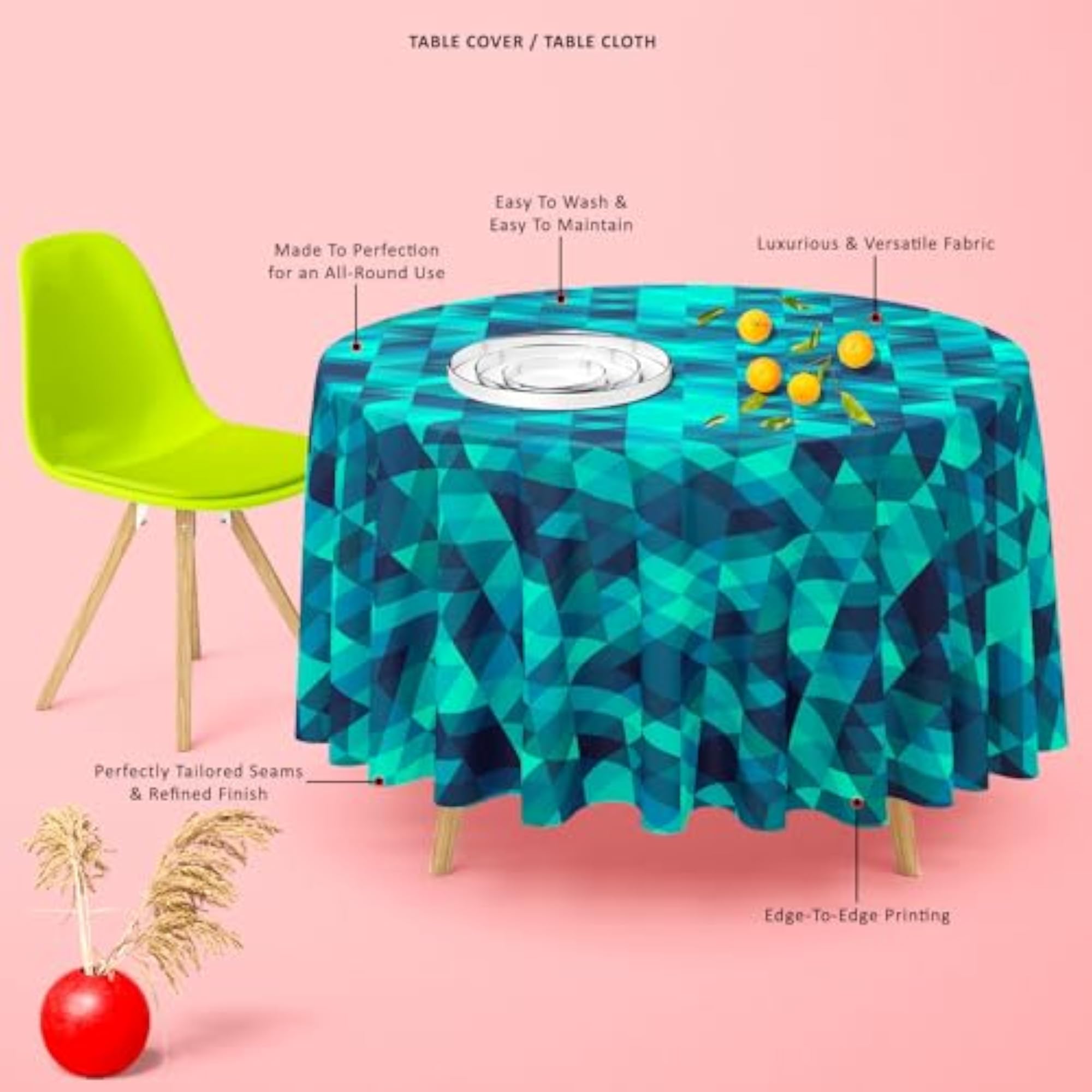 Creative Triangles Table Cloth Cover, 4-Seater