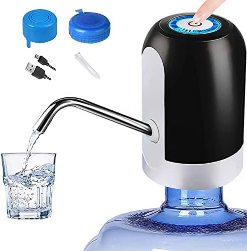 CHIVENIDO 5 Gallon Water Dispenser - Water Bottle Pump with Reusable Caps for Screw Top or Crown Tops, USB Charging Water Jug Dispenser for Universal 2-5 Gallon Bottle