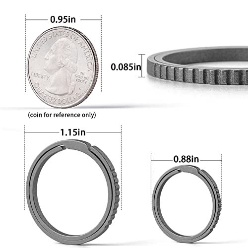 Fegve Key Ring, Titanium Side Pushing Key Rings Heavy Duty Keychain Rings Small Split Keyrings Dog Tag Ring(Grey-8Pcs) #TOP2