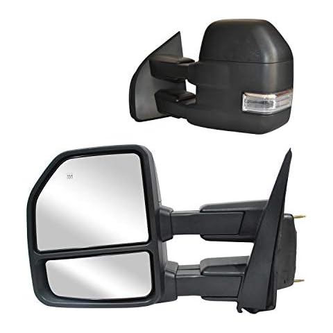 WLLW Towing Mirrors fit for Ford F150 Pickup Truck 2015 2016 2017 2018 2019 2020 Power, Heated, Turn Signal, Temperature Sensor, Puddle Lights, Spot Auxiliary Lamp, 22-Pin Plug Cover