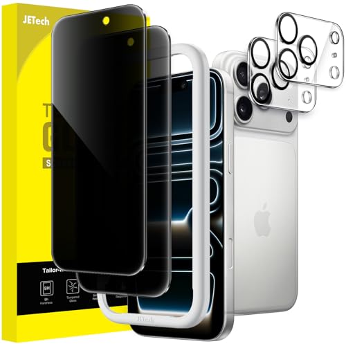 JETech Sichtschutz für iPhone 17 Pro 6 3 Zoll mit Kameraschutz Anti-Spy Gehärtete Glas Schutzfolie Einfaches Installationswerkzeug 2 Stück Jeweils