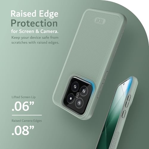 Image of TUDIA DualShield Grip Designed for Xiaomi 14 5G Back Cover (2024), [MergeGrip] Military Grade Dual Layer Shockproof Slim Tough Heavy Duty Protection - Green Lily