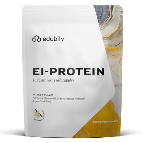 edubily® Eiklar Protein Pulver aus Freilandhaltung - Premium Eiweißpulver ohne Milch - Laborgeprüft (750 g, Salty Vanilla)