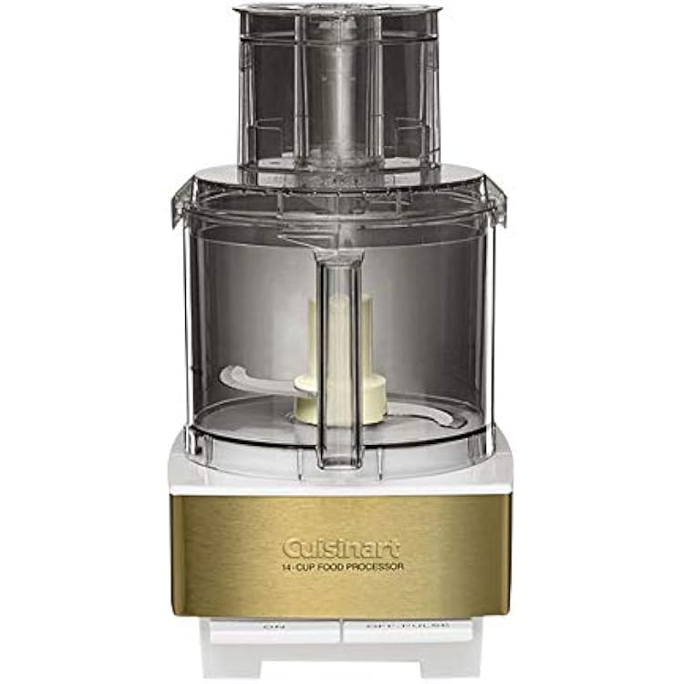 Cuisinart Food Processor 14-Cup Vegetable Chopper for Mincing, Dicing, Shredding, Puree & Kneading Dough, White/Gold Stainless Steel, DFP-14WGY