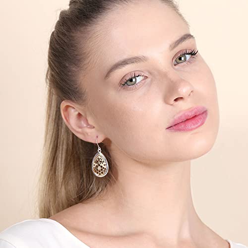 Bohemian Gold & Silver Two Tone Floral Filigree Big Tear Drop Earrings (Small Teardrop) #TOP2