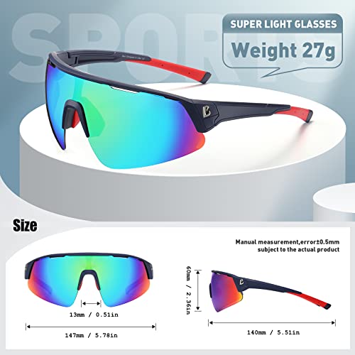 Image of Polarized Sports Sunglasses Wraparound Design TR90 Lightweight Frame With UV 400 Protection Glasses for Women Men