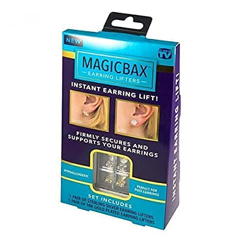 AUXA Magic Bax Earring Lifters Ear Back Lobe Lifts Heavy Earrings Back Support Lobe Backing Bax- 2 pairs (Magic Bax)