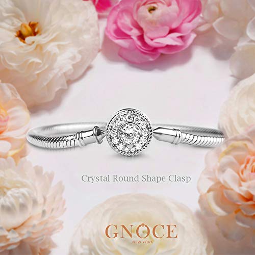 Image of GNOCE Charm Bracelet Sterling Silver 18k Rose Gold Plated DIY Snake Chain Love At First Sight Basic Charm Bracelet Logo Bangle with Clasp