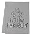 Funny/Sweet Kitchen Cloth ~ Funny Dish Towel ~ Every Day I'm Brusselin' Tea Towel ~ Gray