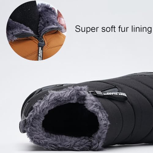 HiGropcore Womens Mens Winter Snow Boots Fully Fur Lined Slip On Ankle Booties Waterproof Thickening Fuzzy Snow Shoes4