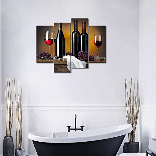 First Wall Art-Grape Wine In Bottle Cups Kitchen Wall Art Painting Pictures Print On Canvas Food The Picture For Home Modern Decoration #TOP3