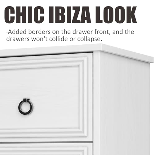 Modern 10 Drawer Dresser, Dressers for Bedroom, Chest of Drawers Closet Organizers and Storage Clothes - Easy Pulls Handle, Textured Borders Living Room, Hallway, White