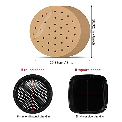 8 inch Air Fryer Parchment Paper Sheets by ASTER, 100 Pcs Perforated Air Fryer Liners/Steaming Parchment Liner - Image 2