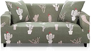 Fashion·LIFE Stretch Sofa Covers 1 Seater, Pattern Print Sofa Slipcover Anti-Slip Couch Slipcovers Washable Sofa Covers Printed Stretch Couch Cover for Livingroom All-season, Green Cactus