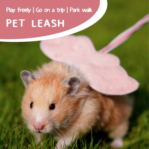DEFGNOP Meerschweinchen Leine, Kaninchen ZubehöR, Haustier Ratte Maus Hamster Harness Verstellbar Outdoor Leine FüR Walking Training (Rosa)