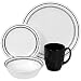 Corelle Livingware 16-Piece Dinnerware Set,Classic Cafe Black, Service for 4