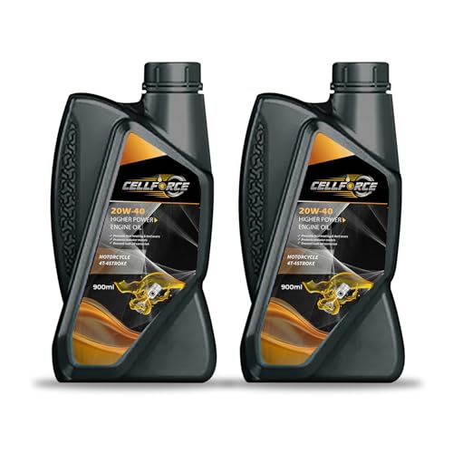 Image of Cellforce 20W40 Synthetic Blend Engine Oil for Bikes, 900 ML - API SN, JASO MA2, High Performance motorcycle oil (Pack 2)