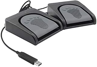 iKKEGOL Upgraded USB Double Pedal Assembly 2 Foot Switch Control 2 Key Button Footswitch Program Video Game Customized PC Keyboard Mouse Multimedia Action HID (Black)